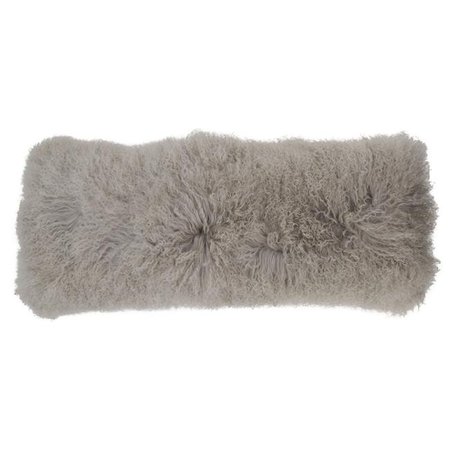SARO LIFESTYLE SARO 3564.FG1436B 14 x 36 in. Oblong Fog Mongolian Lamb Fur Throw Pillow with Poly Filling 3564.FG1436B